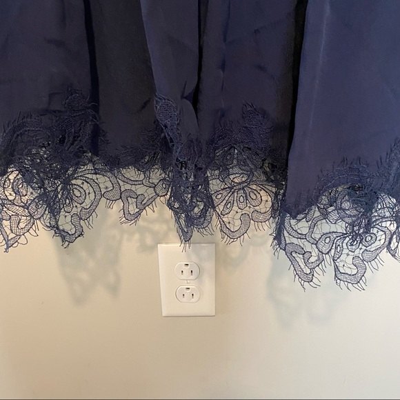 Magali Pascal Dress Anthropologie Navy Blue Clemence Lace Silk Coquette Mini - Picture 4 of 13